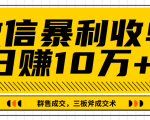 微信暴利收单日赚10万+，IP精准流量黑洞与三板斧成交术帮助你迅速步入正轨（完结）-第一资源库