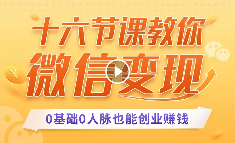 十六节课教你零基础微信变现,用单品打爆市场,每月收入超过10万+-第一资源库