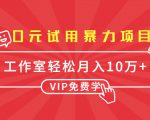 0元试用暴力项目:一个员工每天佣金单500到1000,工作室月入10万+-第一资源库
