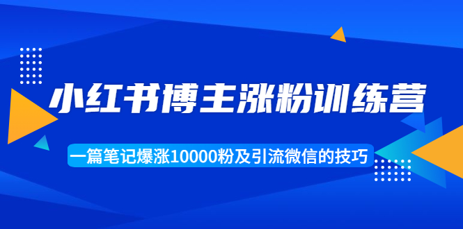 小红书博主涨粉训练营:一篇笔记爆涨10000粉及引流微信的技巧-第一资源库