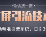 微信搜一搜霸屏引流技术,打造被动精准引流系统,轻松日引300+流量-第一资源库