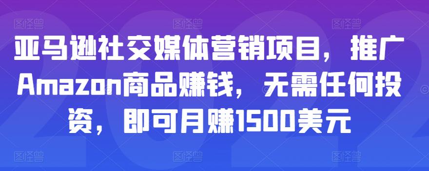 亚马逊社交媒体营销项目,推广Amazon商品赚钱,无需任何投资,即可月赚1500美元-第一资源库