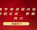 10堂速学微短剧内容制作标准与项目实战,领跑80%同行-第一资源库