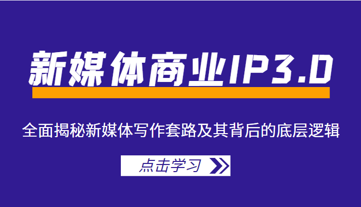 新媒体商业IP3.0,全面揭秘新媒体写作套路及其背后的底层逻辑(价值1299元)-第一资源库
