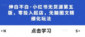 绅白不白·小红书无货源第五版,零投入起店,无脑图文精细化玩法-第一资源库