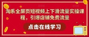 淘系全屏页短视频上下滑流量实操课程,引爆店铺免费流量-第一资源库