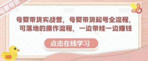 母婴带货实战营,母婴带货起号全流程,可落地的操作流程,一边带娃一边赚钱(附素材)-第一资源库