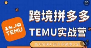大鹏出海·拼多多跨境temu运营指导，开店注册+选品+核价上架，日出千单实战课-第一资源库