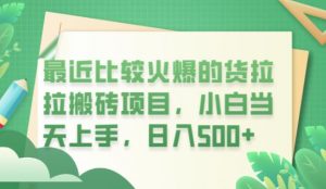最近比较火爆的货拉拉搬砖项目,小白当天上手,日入500+【揭秘】-第一资源库