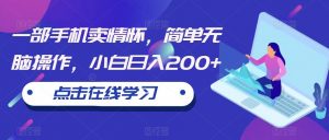 一部手机卖情怀,简单无脑操作,小白日入200+【揭秘】-第一资源库