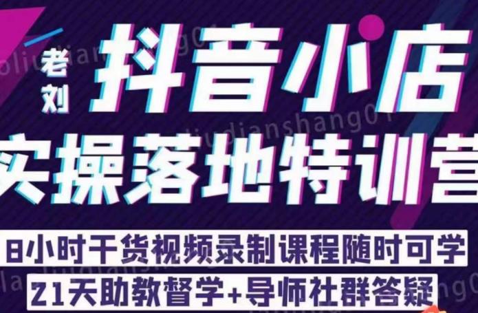 老刘·抖店商品卡流量,抖音小店实操落地特训营,8小时干货视频录制课程随时可学-第一资源库