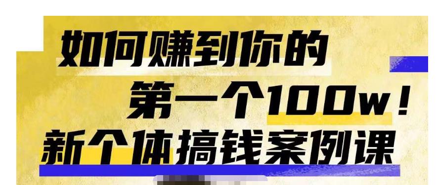 群响新个体钱搞案例库,可直以接抄作业的新体个搞钱案例库,如何赚到你的第一个100w-第一资源库