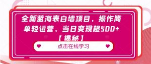全新蓝海表白墙项目,操作简单轻运营,当日变现超500+【揭秘】-第一资源库