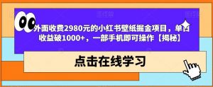 外面收费2980元的小红书壁纸掘金项目,单日收益破1000+,一部手机即可操作【揭秘】-第一资源库