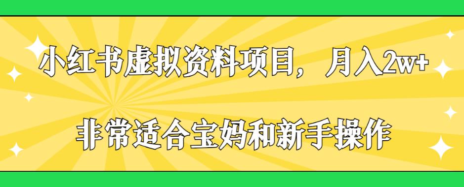 小红书虚拟资料项目,月入2w+,非常适合宝妈和新手操作【揭秘】-第一资源库