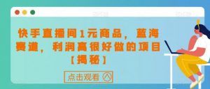快手直播间1元商品，蓝海赛道，利润高很好做的项目【揭秘】-第一资源库