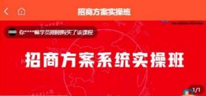【一度招商】招商方案系统实操班 价值1980元-第一资源库