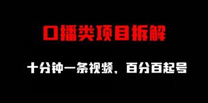 口播类项目拆解,十分钟一条视频,百分百起号-第一资源库