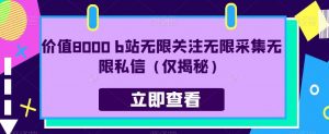 价值8000 b站无限关注无限采集无限私信(仅揭秘)-第一资源库