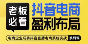 老板必看-抖音电商盈利布局,公开揭秘抖音电商全域布局打法-第一资源库
