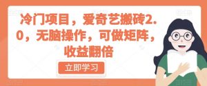 冷门项目,爱奇艺搬砖2.0,无脑操作,可做矩阵,收益翻倍【揭秘】-第一资源库