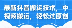 外卖598元的最新抖音搬运技术，中视频搬运，轻松过原创-第一资源库
