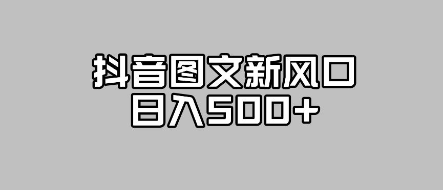 抖音图文最新风口,流量扶持非常高,日入500+【揭秘】-第一资源库