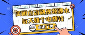 美团视频掘金,解放双手脚本全自动运行,不需要人工操作可批量操作【揭秘】-第一资源库