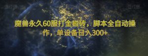 魔兽永久60服打金搬砖,脚本全自动操作,单设备日入300+【揭秘】-第一资源库
