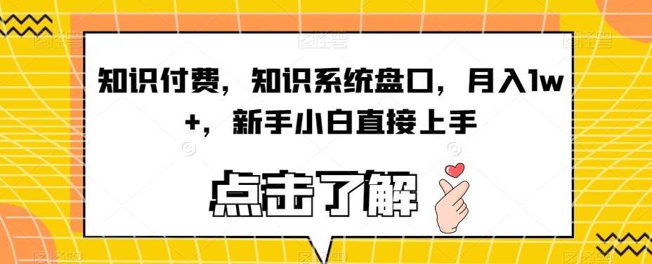 知识付费,知识系统盘口,月入1w+,新手小白直接上手-第一资源库