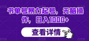 书单号暴力起号,无脑操作,日入1000+【揭秘】-第一资源库