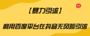 【暴力引流】利用百度平台在抖音无风险引流【揭秘】-第一资源库