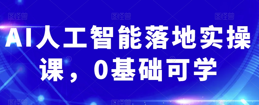AI人工智能落地实操课,0基础可学-第一资源库