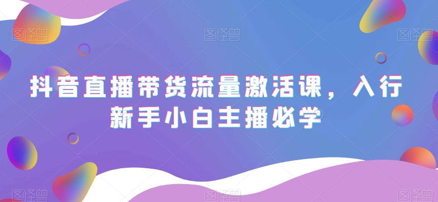 抖音直播带货流量激活课,入行新手小白主播必学-第一资源库