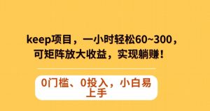 Keep蓝海项目,一小时轻松60~300+,可矩阵放大收益,可实现躺赚【揭秘】-第一资源库