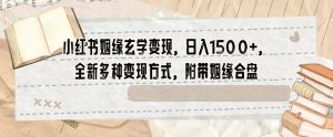 小红书姻缘玄学变现,日入1500+,全新多种变现方式,附带姻缘合盘【揭秘】-第一资源库