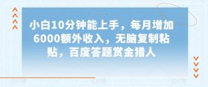 小白10分钟能上手,每月增加6000额外收入,无脑复制粘贴,百度答题赏金猎人【揭秘】-第一资源库