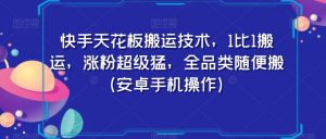 快手天花板搬运技术,1比1搬运,涨粉超级猛,全品类随便搬(安卓手机操作)-第一资源库