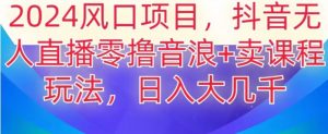 2024风口项目,抖音无人主播撸音浪+卖课程玩法,日入大几千【揭秘】-第一资源库