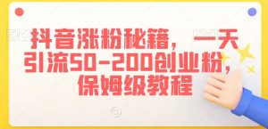 抖音涨粉秘籍,一天引流50-200创业粉,保姆级教程【揭秘】-第一资源库