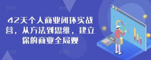 42天个人商业闭环实战营,从方法到思维,建立你的商业全局观-第一资源库