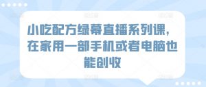 小吃配方绿幕直播系列课,在家用一部手机或者电脑也能创收-第一资源库