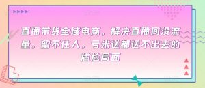 直播带货全域电商,解决直播间没流量,留不住人,亏米送都送不出去的尴尬局面-第一资源库