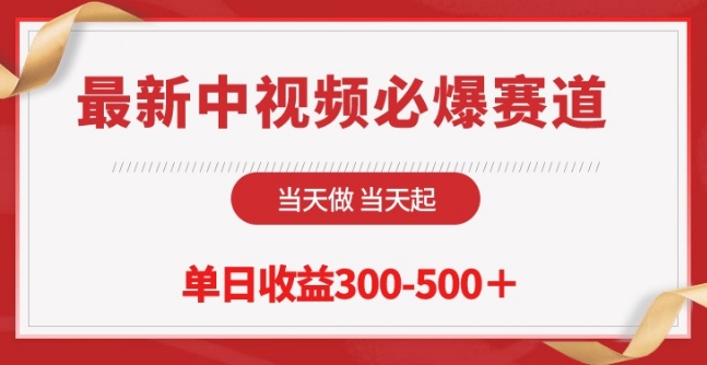 最新中视频必爆赛道,当天做当天起,单日收益300-500+【揭秘】-第一资源库