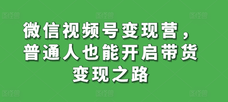 微信视频号变现营,普通人也能开启带货变现之路-第一资源库