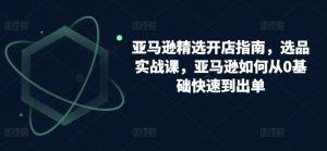 亚马逊精选开店指南,选品实战课,亚马逊如何从0基础快速到出单-第一资源库