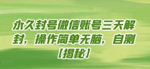 永久封号微信账号三天解封，操作简单无脑，自测【揭秘】-第一资源库