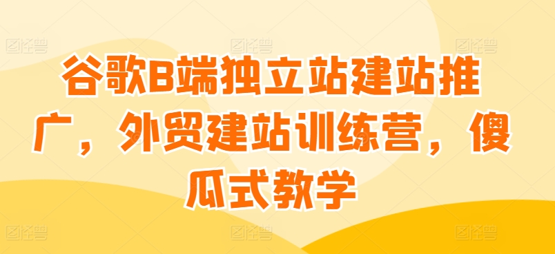 谷歌B端独立站建站推广,外贸建站训练营,傻瓜式教学-第一资源库
