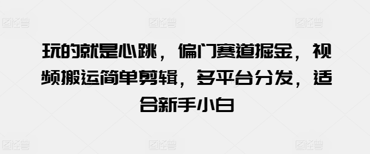 玩的就是心跳,偏门赛道掘金,视频搬运简单剪辑,多平台分发,适合新手小白【揭秘】-第一资源库