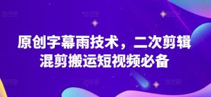 原创字幕雨技术,二次剪辑混剪搬运短视频必备【揭秘】-第一资源库